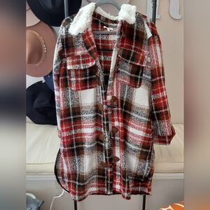 Maurices Plaid Teddy Jacket with Sherpa Collar